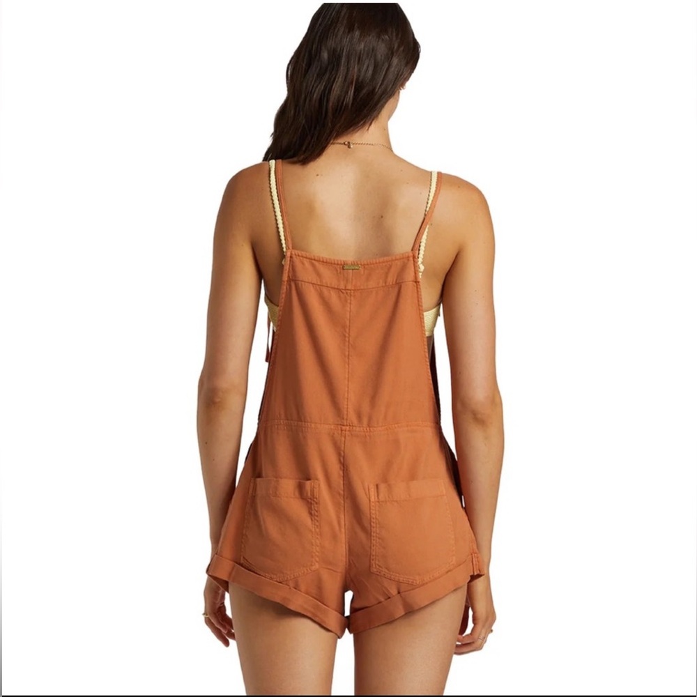 Billabong Wild Pursuit Overall Short Romper, Orange - Picture 5 of 11
